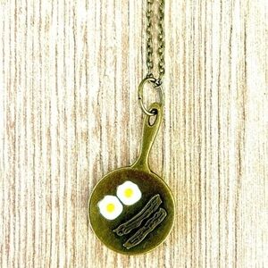 Eggs and Bacon Pendant Necklace, NWT